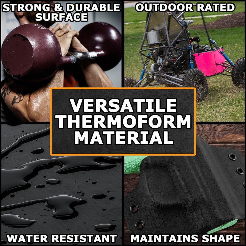 Holstex KYDEX Thermoform Sheet - (Type V) - (P1 Texture) - (0.080 Thickness) - (12in x 12in Sheets) - (Black) - (2 Pack) - for Holster Making, Cosplay, Airsoft Armor, Keel Guards - Image 4